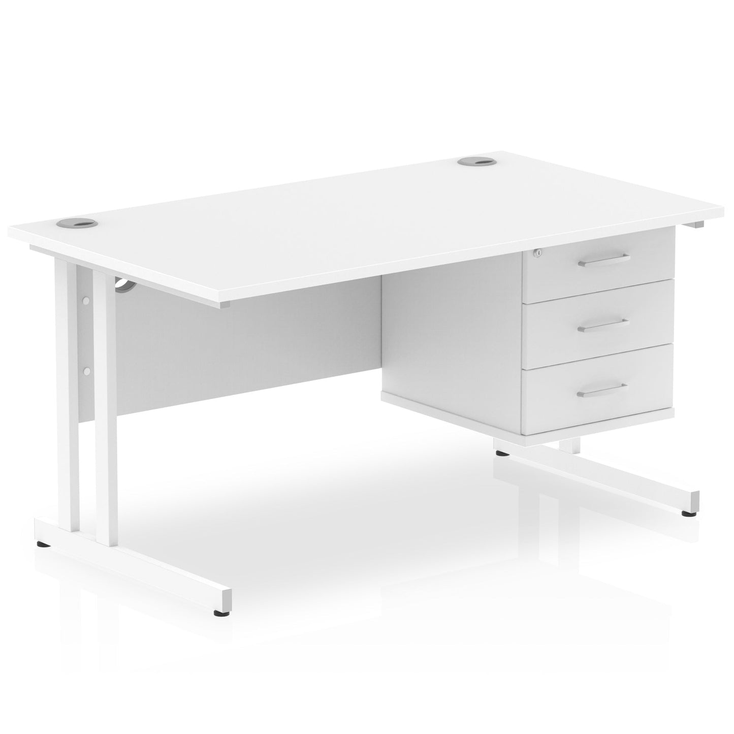 Impulse 1400mm Cantilever Straight Desk With Single Fixed Pedestal - Ergometric