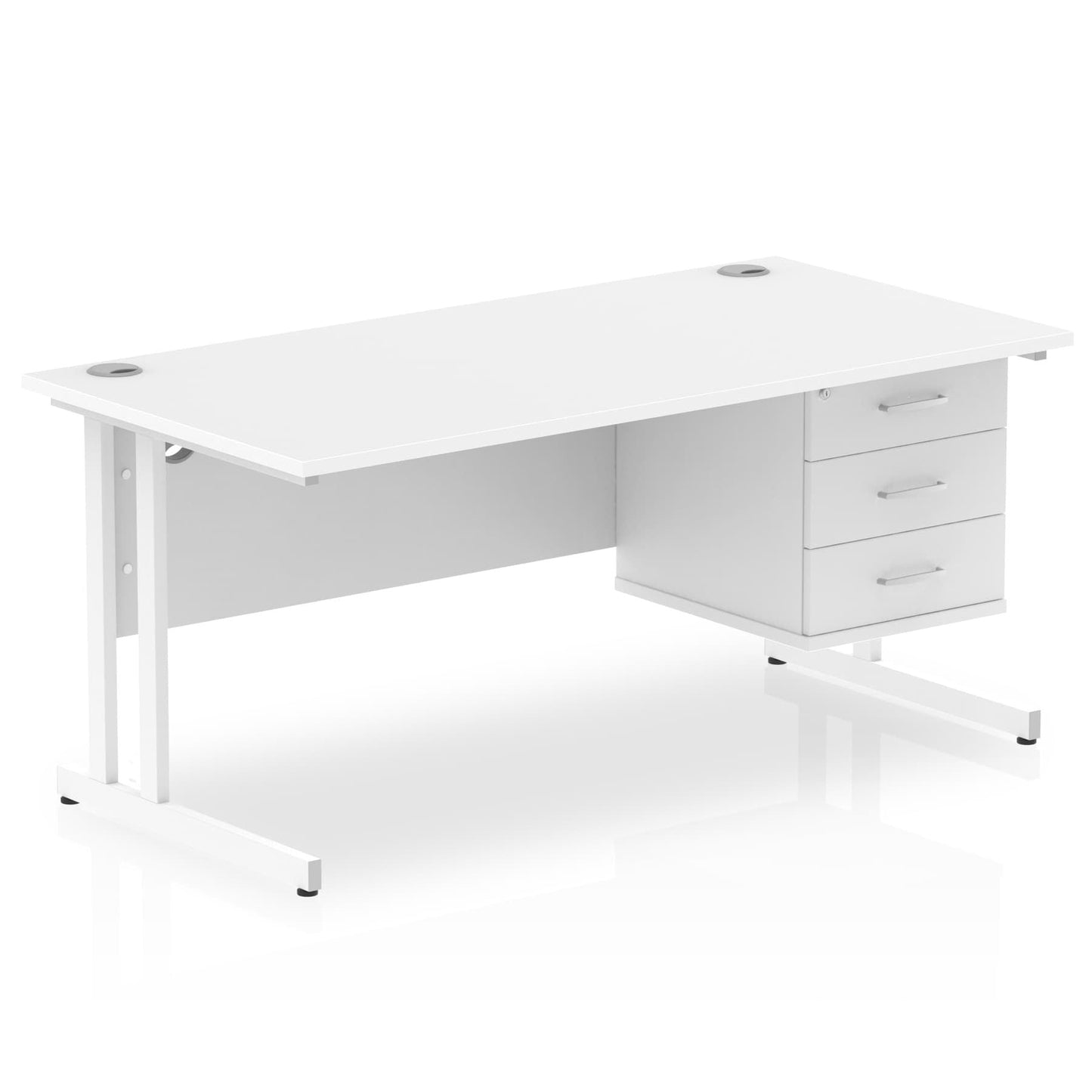 Impulse 1600mm Cantilever Straight Desk With Single Fixed Pedestal - Ergometric