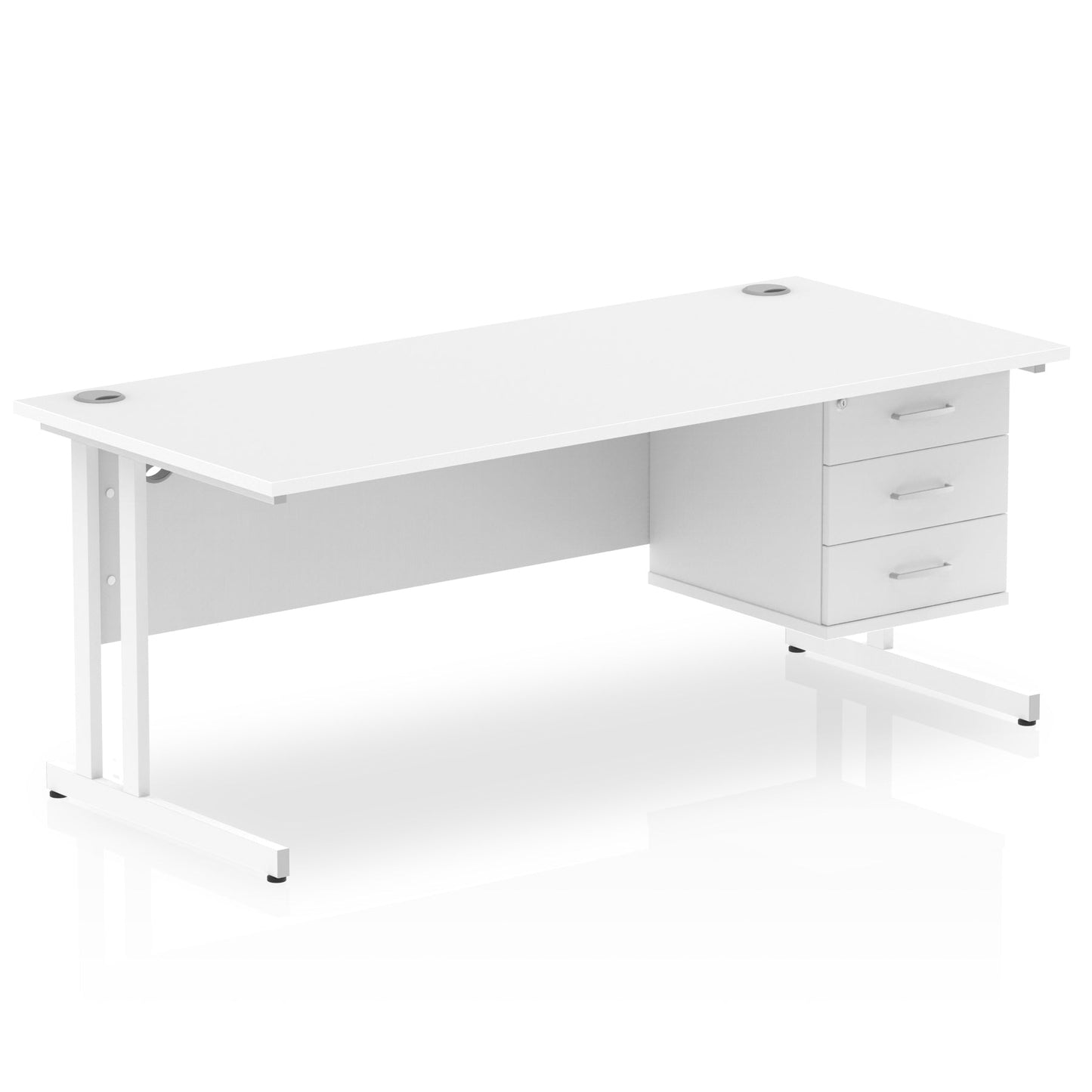 Impulse 1800mm Cantilever Straight Desk With Single Fixed Pedestal - Ergometric