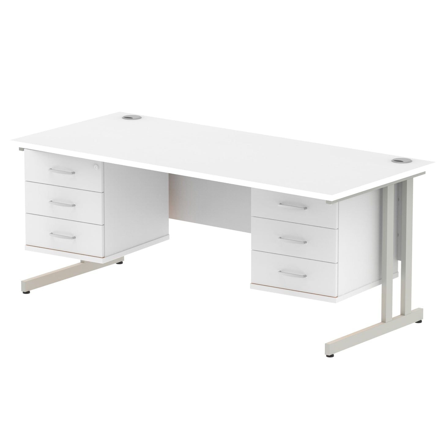 Impulse 1800mm Cantilever Straight Desk With Two Fixed Pedestal - Ergometric