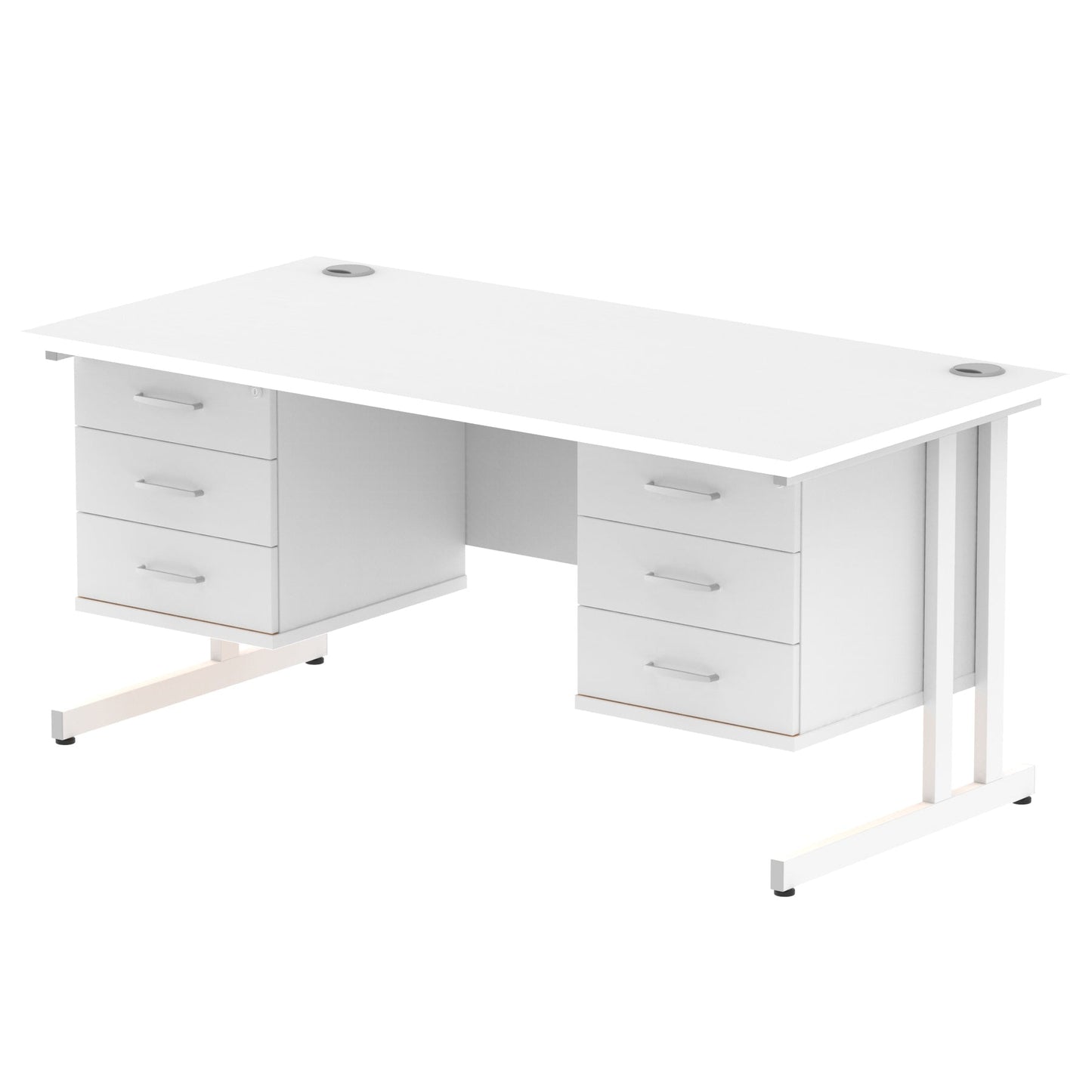 Impulse 1600mm Cantilever Straight Desk With Two Fixed Pedestal - Ergometric