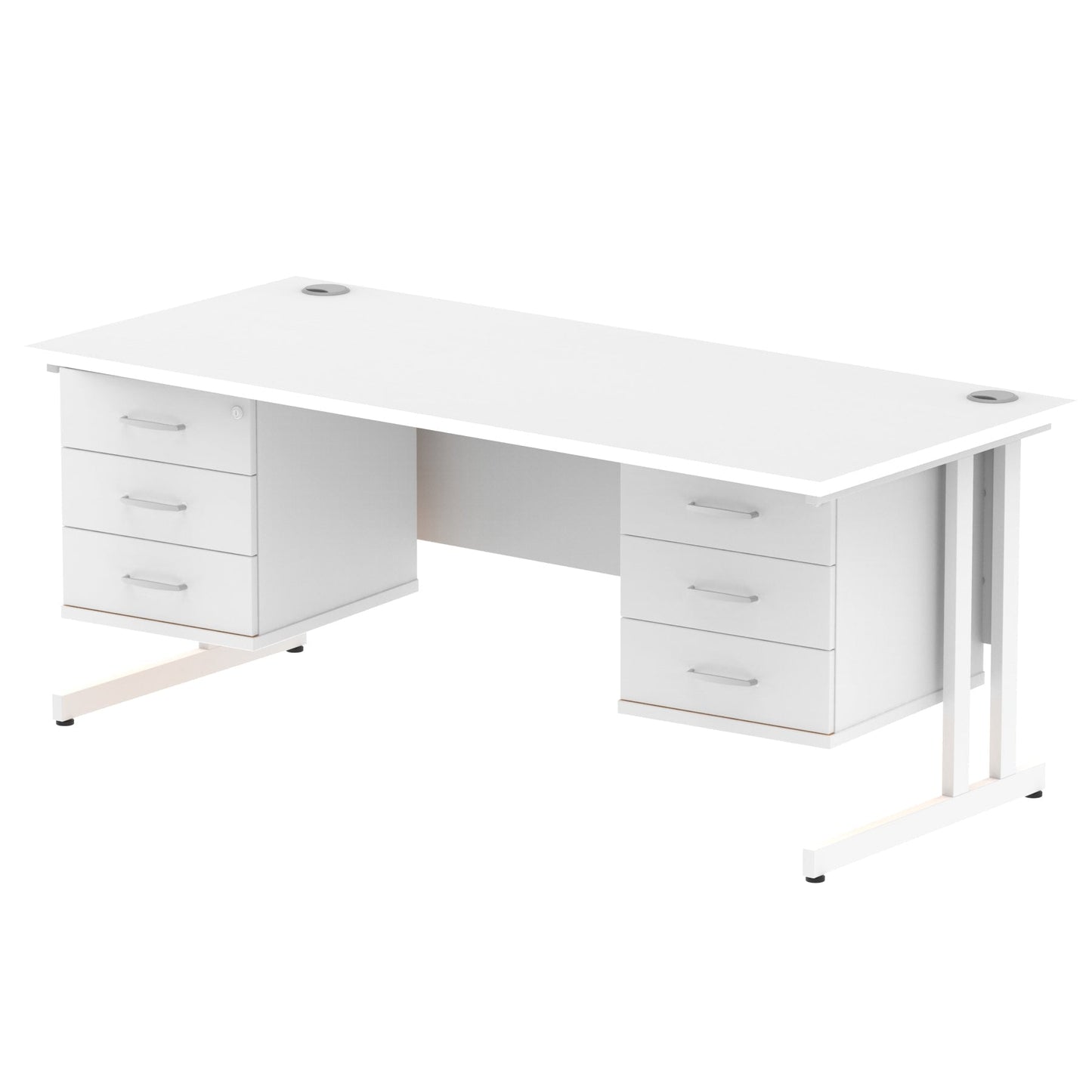 Impulse 1800mm Cantilever Straight Desk With Two Fixed Pedestal - Ergometric