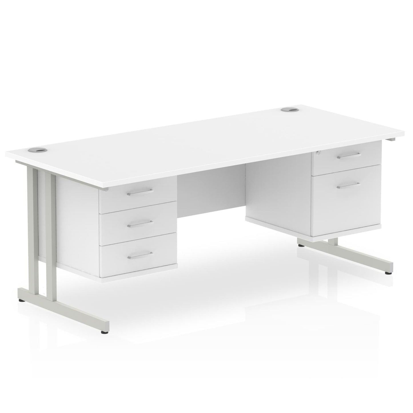 Impulse 1600mm Cantilever Straight Desk With Two Fixed Pedestal - Ergometric