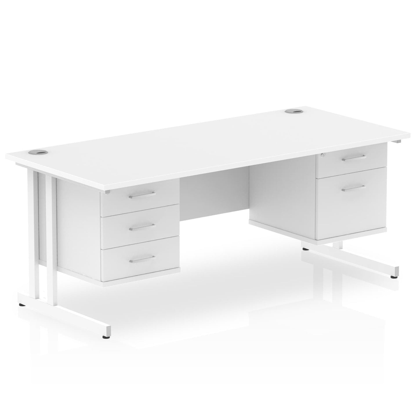 Impulse 1600mm Cantilever Straight Desk With Two Fixed Pedestal - Ergometric