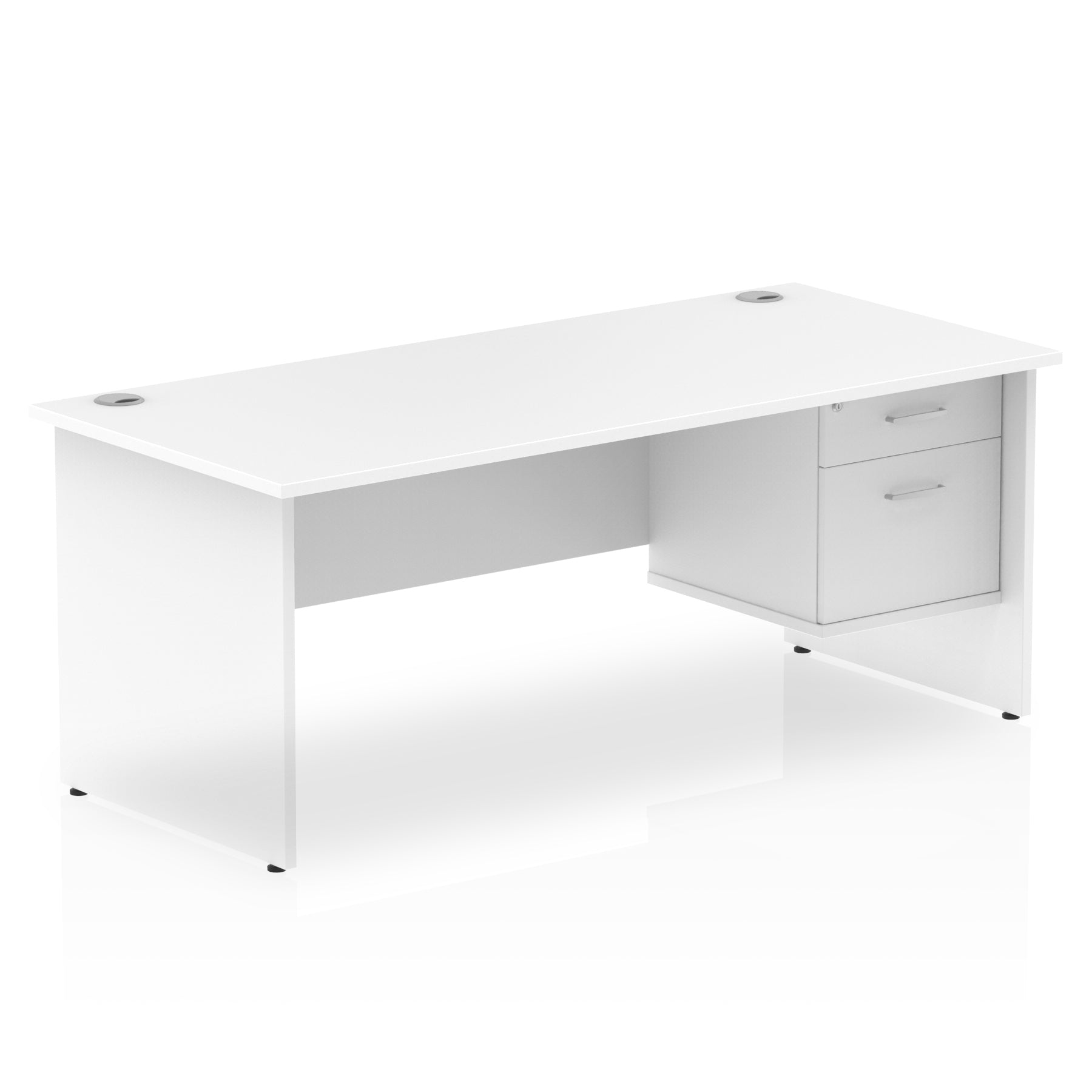 Impulse 1800mm Panel End Straigh Desk With Single Fixed Pedestal - Ergometric