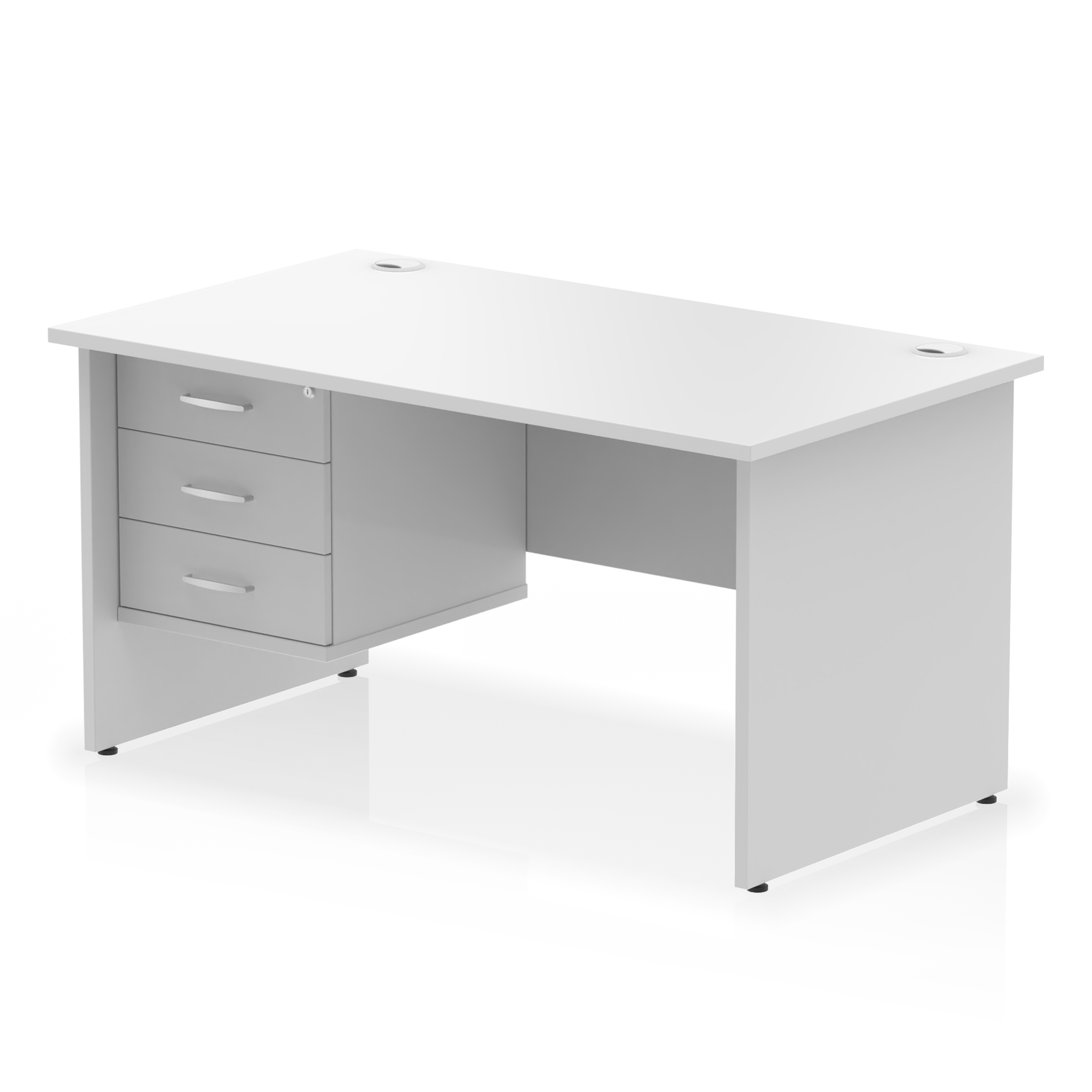 Impulse 1400mm Panel End Straight Desk With Single Fixed Pedestal - Ergometric