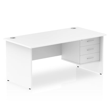 Impulse 1600mm Panel End Straight Desk With Single Fixed Pedestal - Ergometric