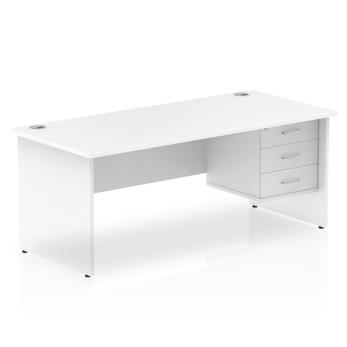 Impulse 1800mm Panel End Straigh Desk With Single Fixed Pedestal - Ergometric