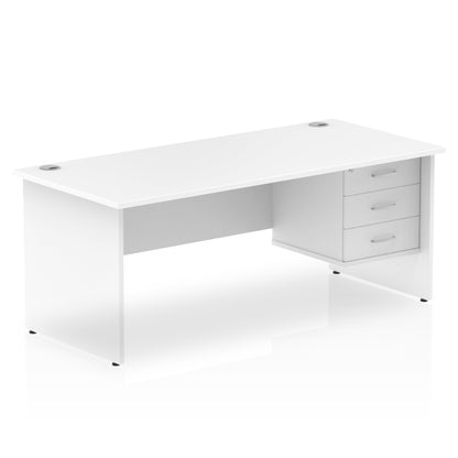 Impulse 1800mm Panel End Straigh Desk With Single Fixed Pedestal - Ergometric