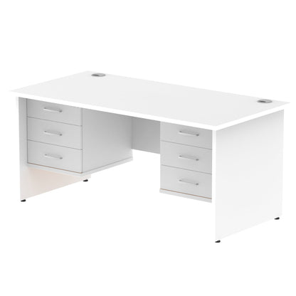 Impulse 1600mm Panel End Straight Desk With Two Fixed Pedestal - Ergometric