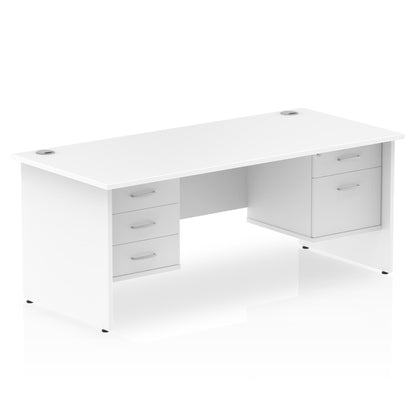 Impulse 1600mm Panel End Straight Desk With Two Fixed Pedestal - Ergometric