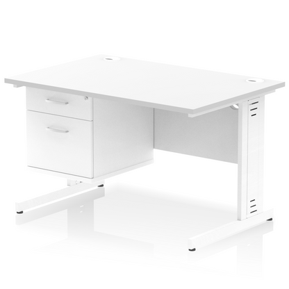 Impulse 1200mm Cable Managed Straight Desk With Single Fixed Pedestal - Ergometric