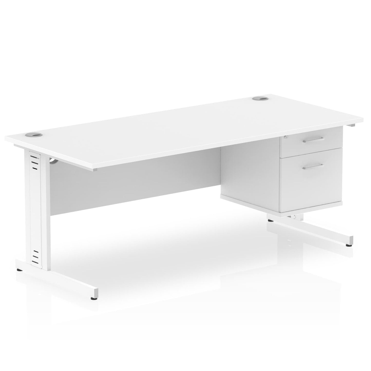 Impulse 1800mm Cable Managed Straight Desk With Single Fixed Pedestal - Ergometric