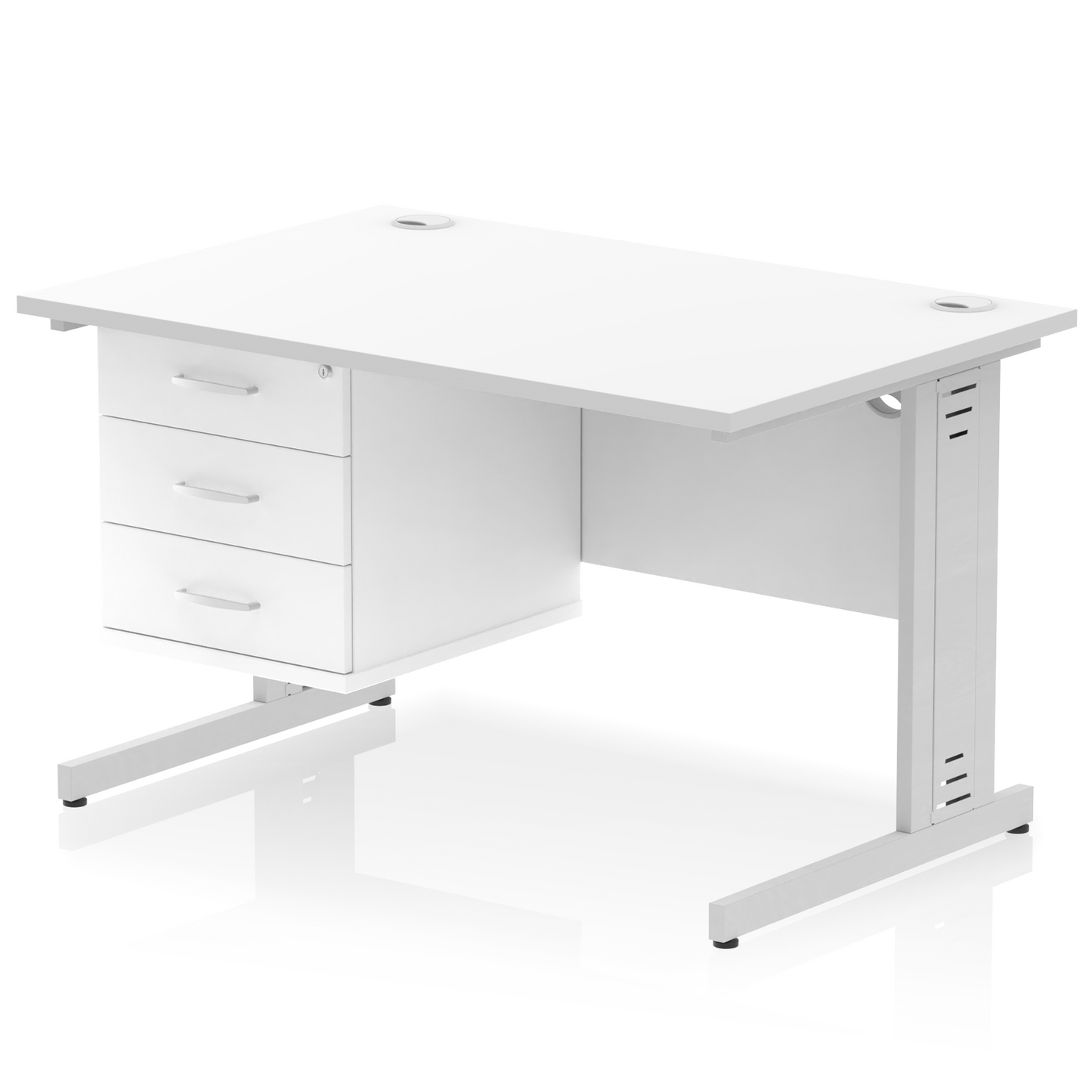 Impulse 1200mm Cable Managed Straight Desk With Single Fixed Pedestal - Ergometric