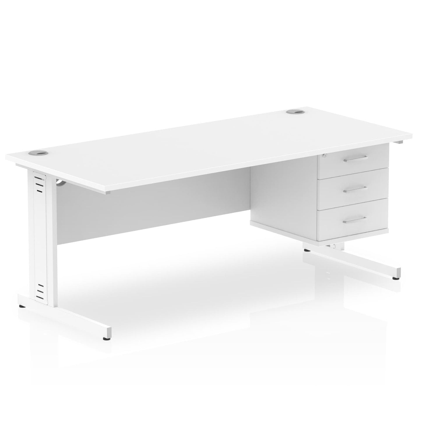 Impulse 1800mm Cable Managed Straight Desk With Single Fixed Pedestal - Ergometric