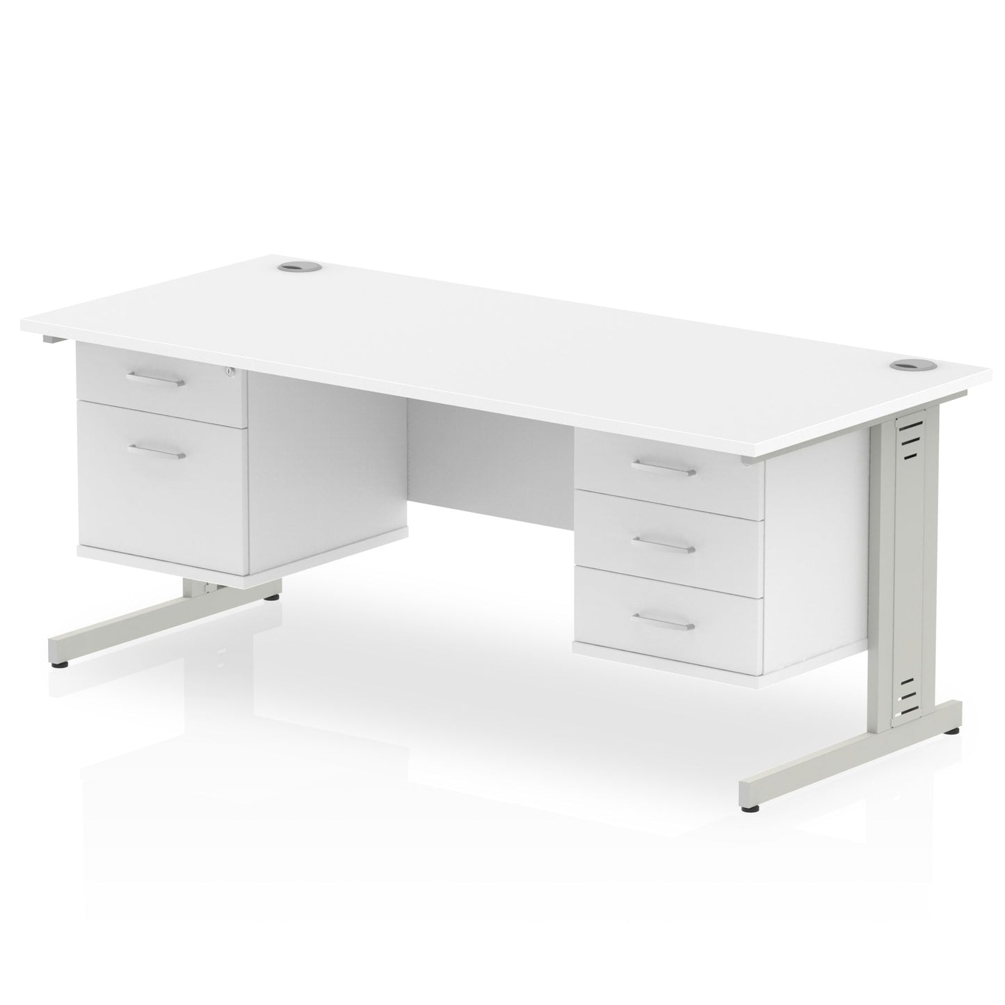 Impulse 1800mm Cable Managed Straight Desk With Two Fixed Pedestal - Ergometric