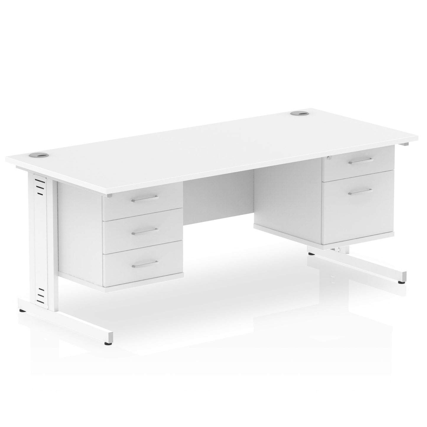 Impulse 1600mm Cable Managed Straight Desk With Two Fixed Pedestal - Ergometric