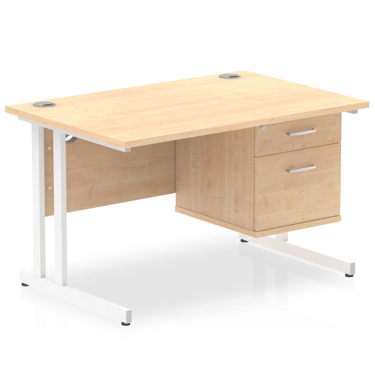 Impulse 1200mm Cantilever Straight Desk With Single Fixed Pedestal - Ergometric