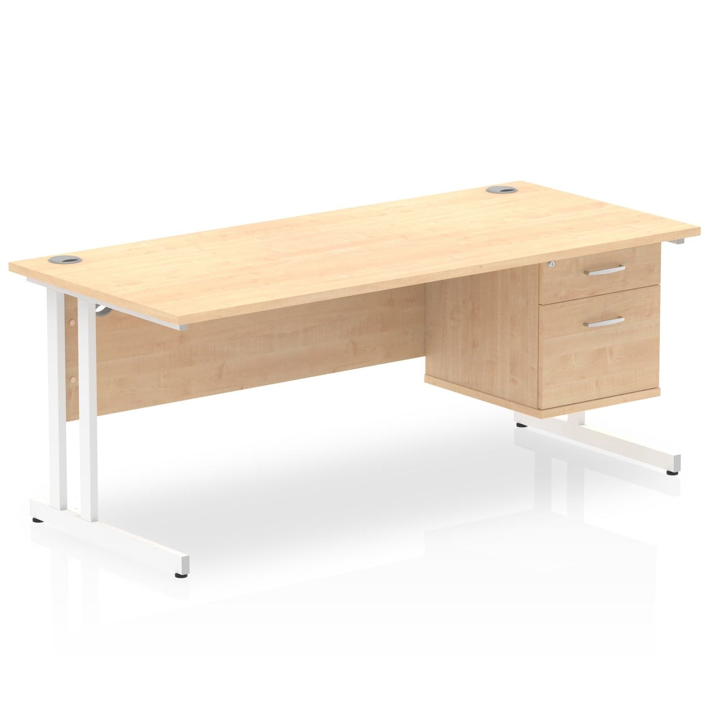 Impulse 1800mm Cantilever Straight Desk With Single Fixed Pedestal - Ergometric