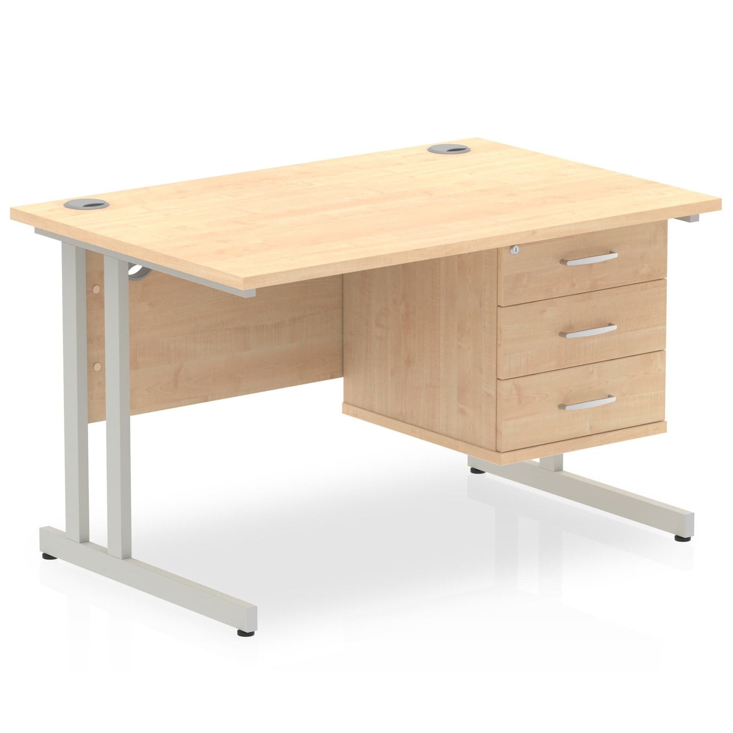 Impulse 1200mm Cantilever Straight Desk With Single Fixed Pedestal - Ergometric