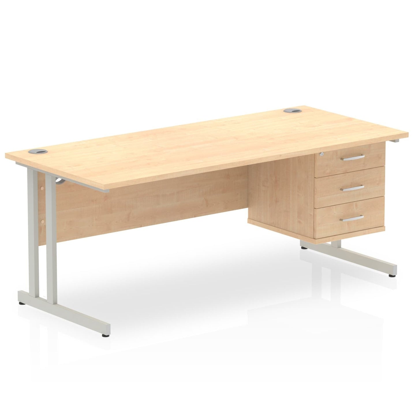 Impulse 1800mm Cantilever Straight Desk With Single Fixed Pedestal - Ergometric