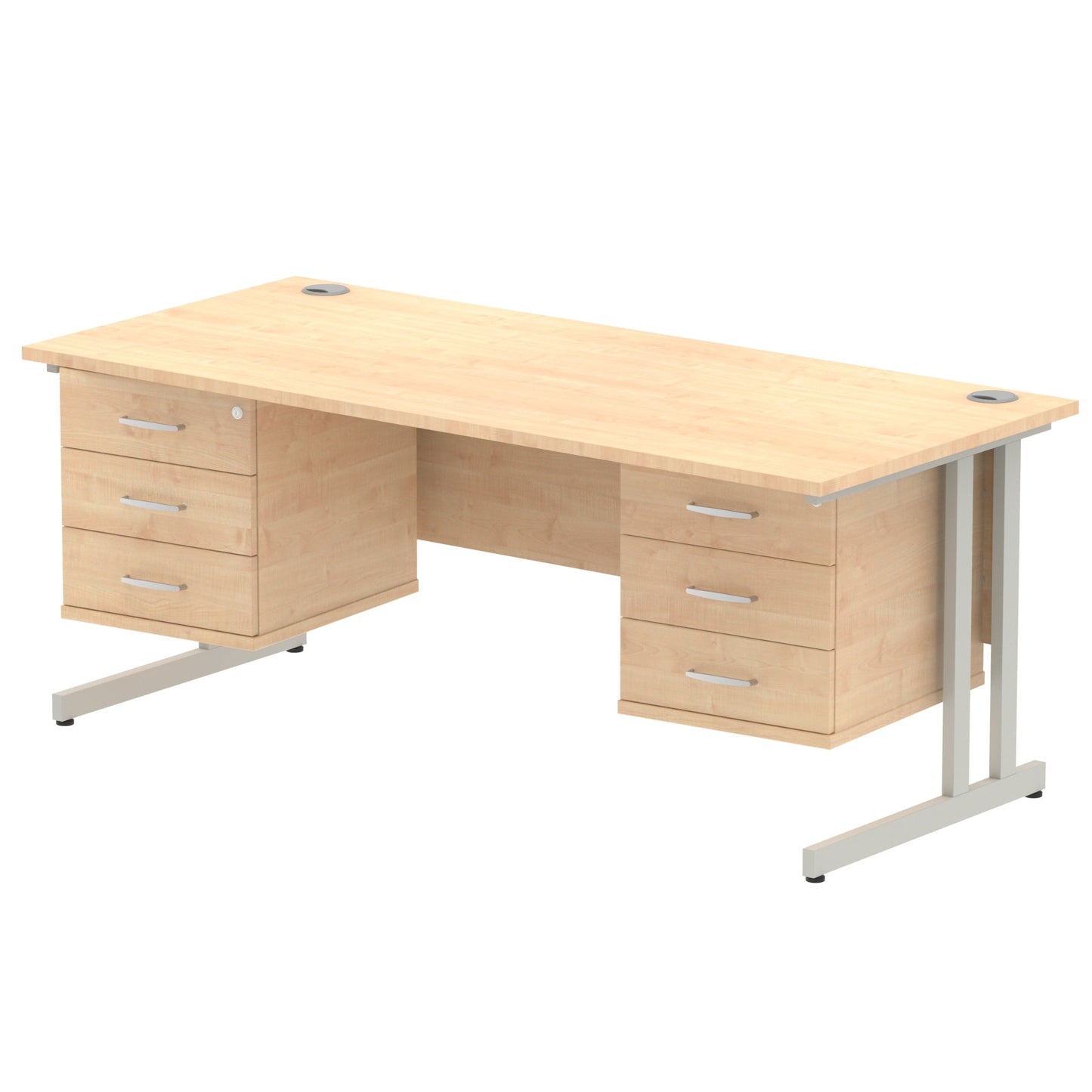 Impulse 1800mm Cantilever Straight Desk With Two Fixed Pedestal - Ergometric