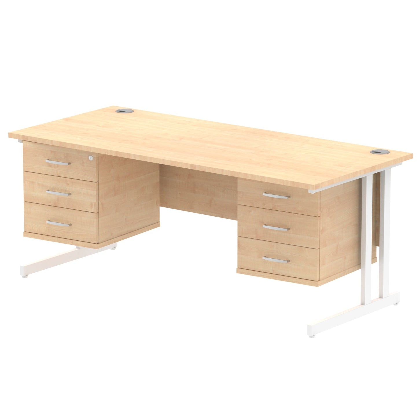 Impulse 1800mm Cantilever Straight Desk With Two Fixed Pedestal - Ergometric