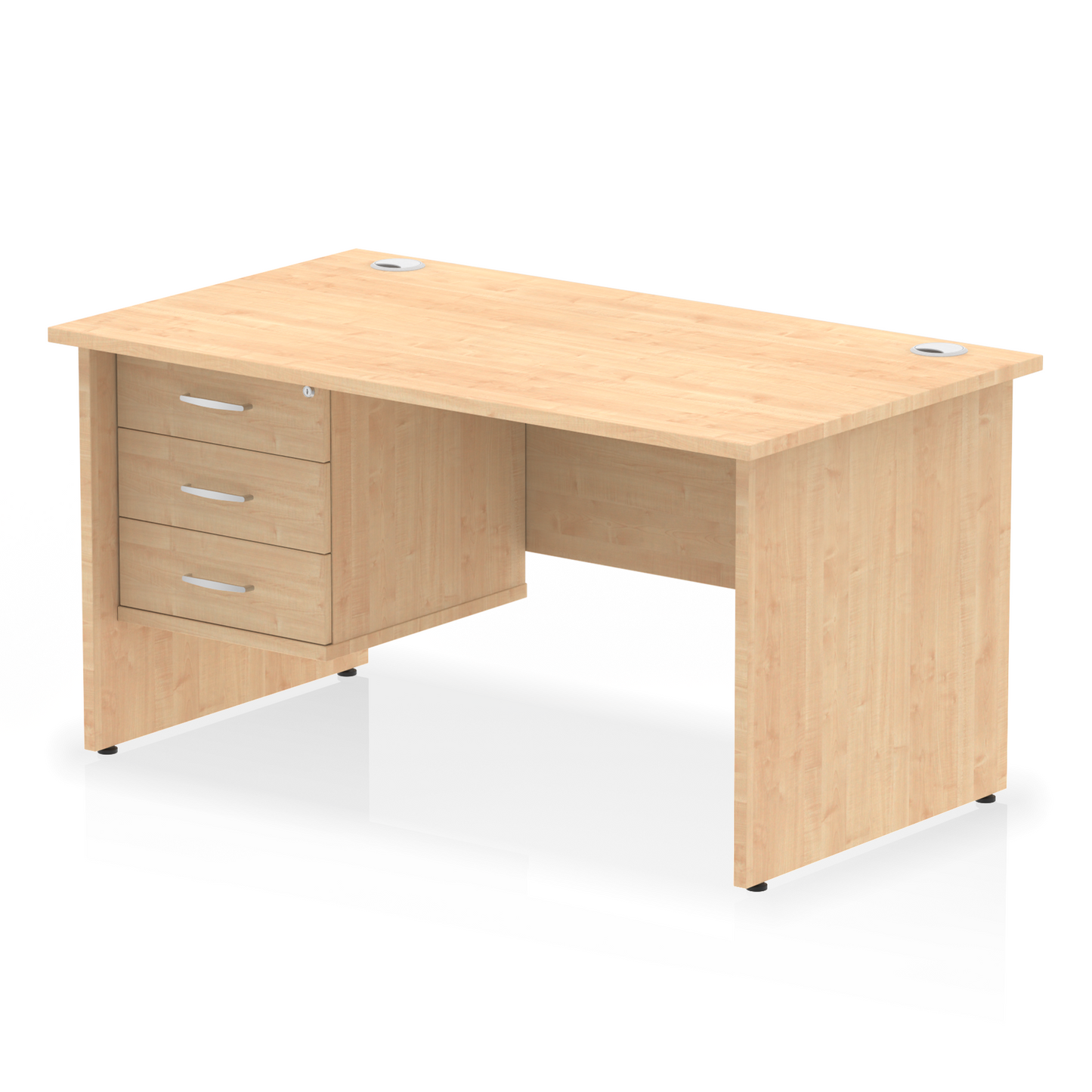 Impulse 1400mm Panel End Straight Desk With Single Fixed Pedestal - Ergometric