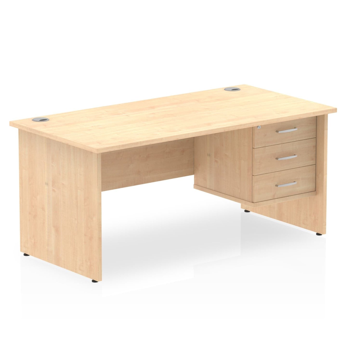 Impulse 1600mm Panel End Straight Desk With Single Fixed Pedestal - Ergometric