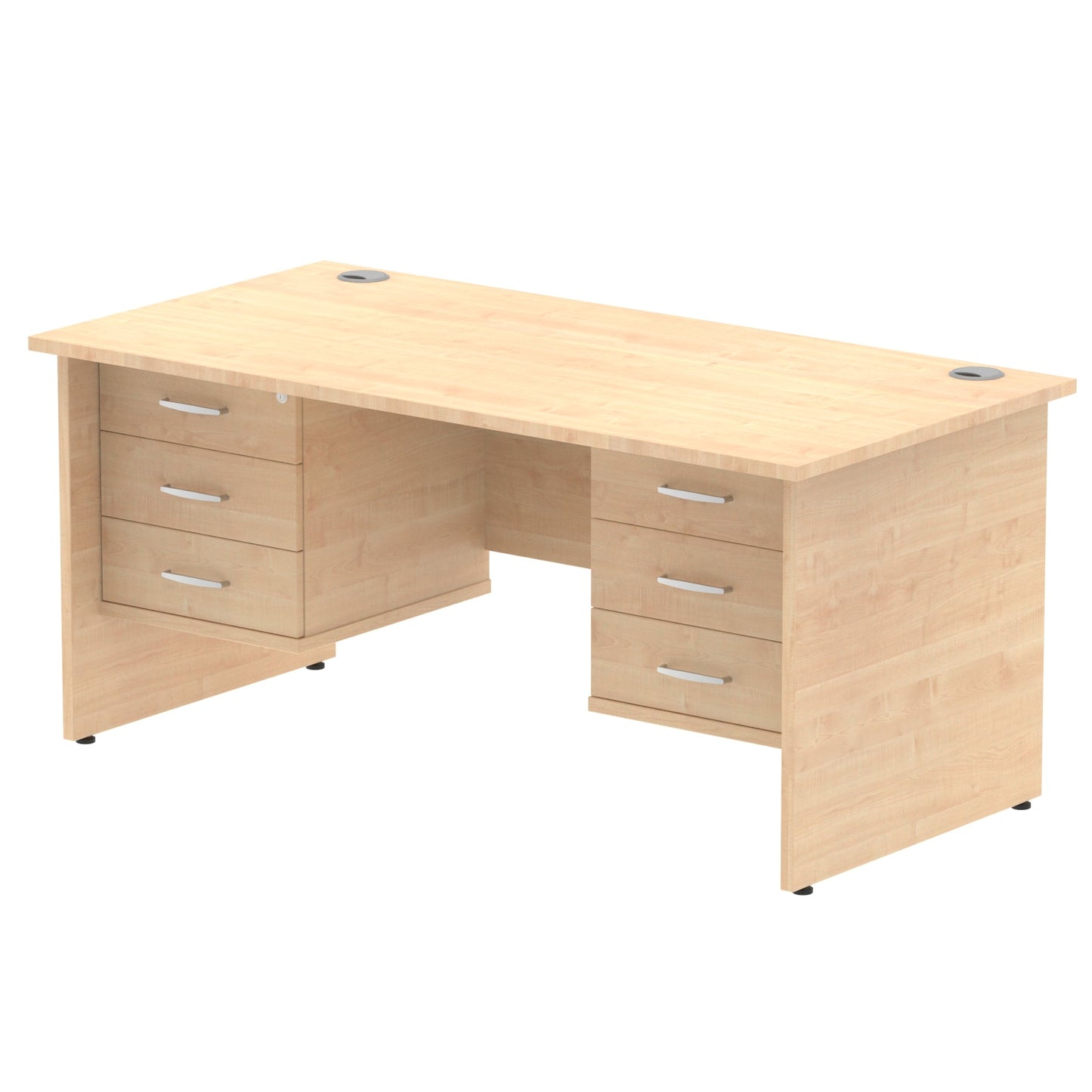 Impulse 1600mm Panel End Straight Desk With Two Fixed Pedestal - Ergometric