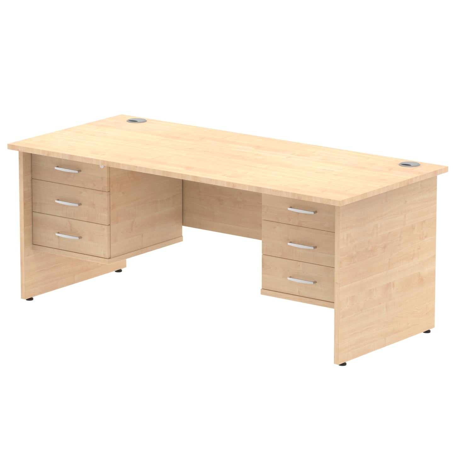 Impulse 1800mm Panel End Straight Desk With Two Fixed Pedestal - Ergometric