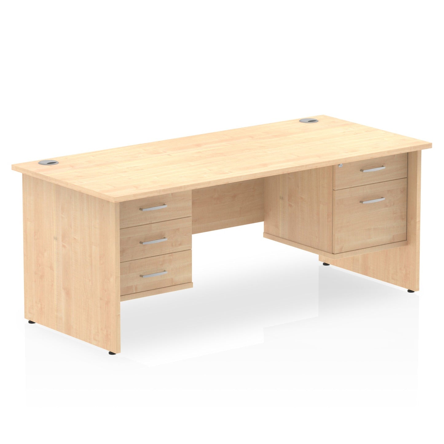 Impulse 1600mm Panel End Straight Desk With Two Fixed Pedestal - Ergometric