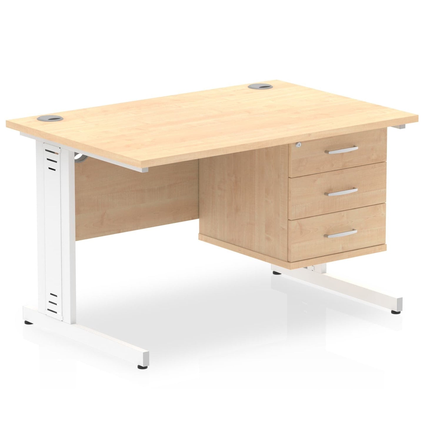 Impulse 1200mm Cable Managed Straight Desk With Single Fixed Pedestal - Ergometric