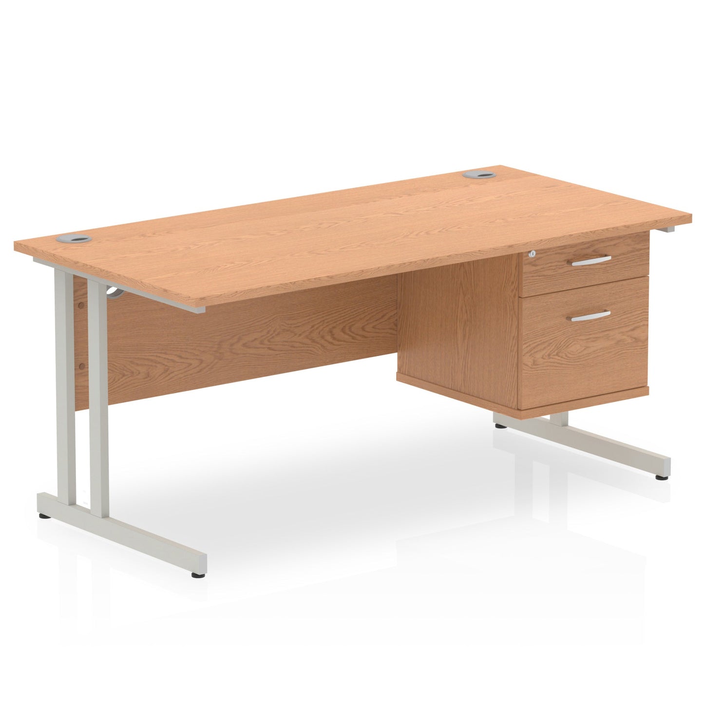 Impulse 1600mm Cantilever Straight Desk With Single Fixed Pedestal - Ergometric