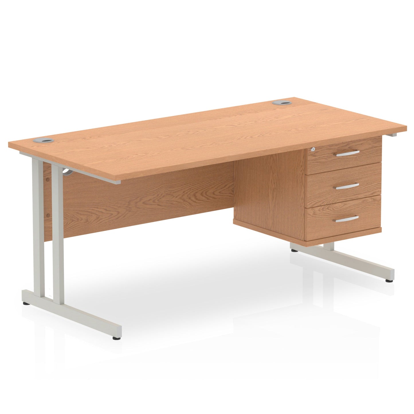 Impulse 1600mm Cantilever Straight Desk With Single Fixed Pedestal - Ergometric