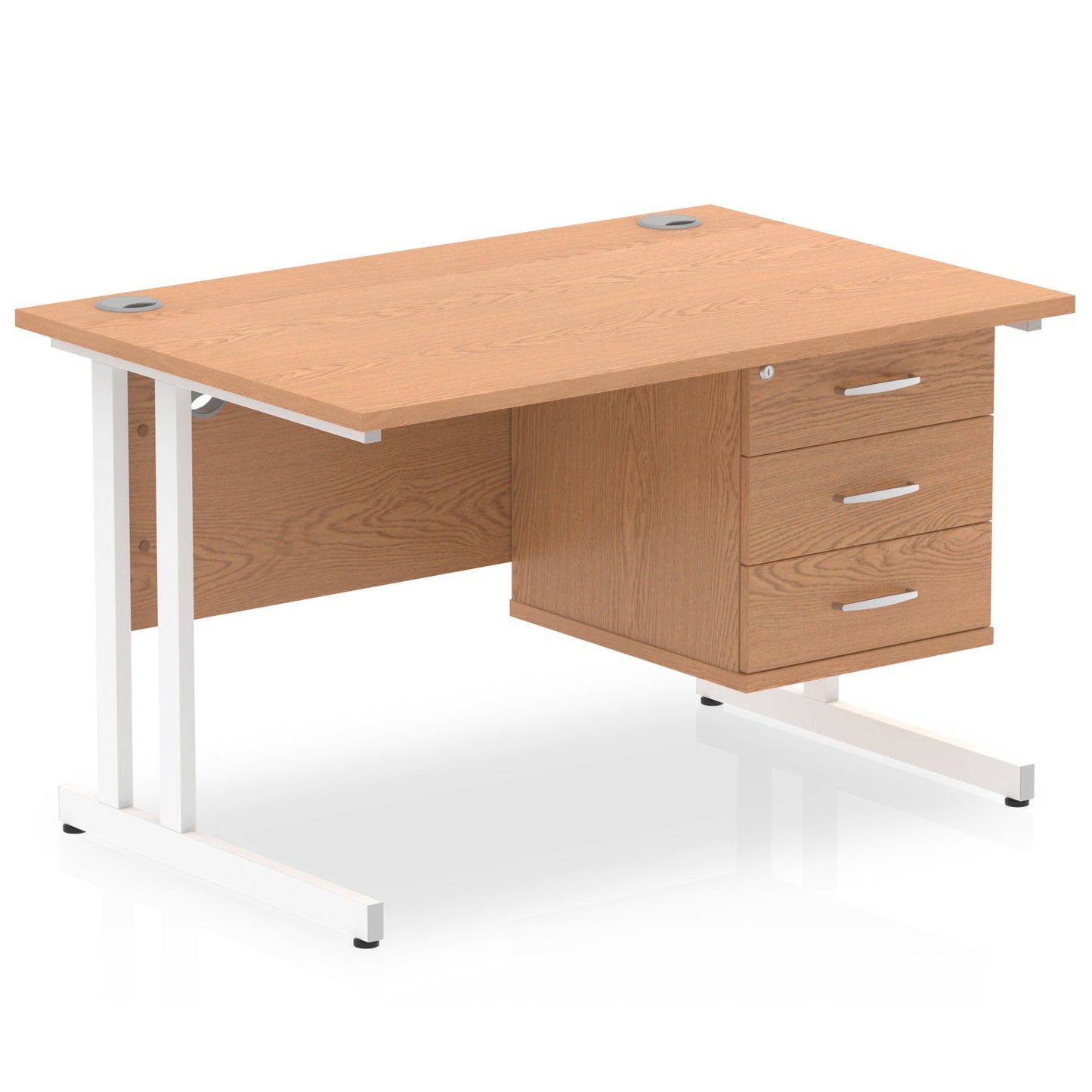 Impulse 1200mm Cantilever Straight Desk With Single Fixed Pedestal - Ergometric