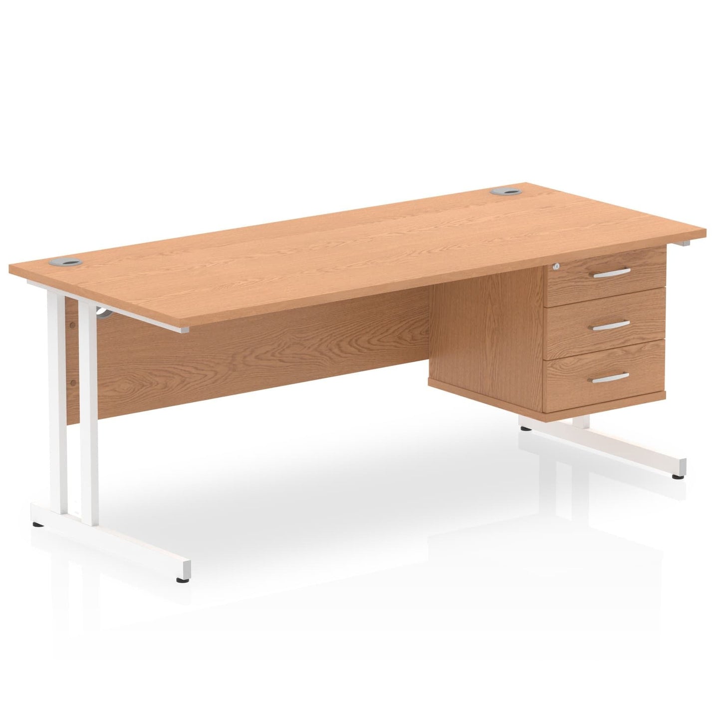 Impulse 1800mm Cantilever Straight Desk With Single Fixed Pedestal - Ergometric