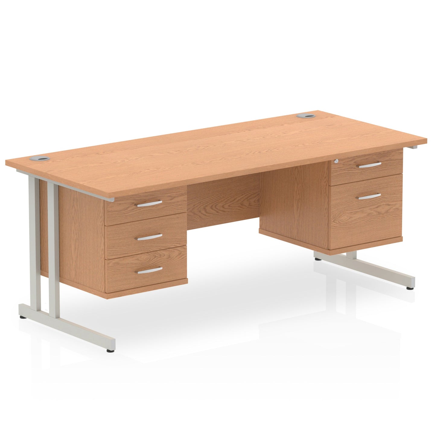 Impulse 1600mm Cantilever Straight Desk With Two Fixed Pedestal - Ergometric