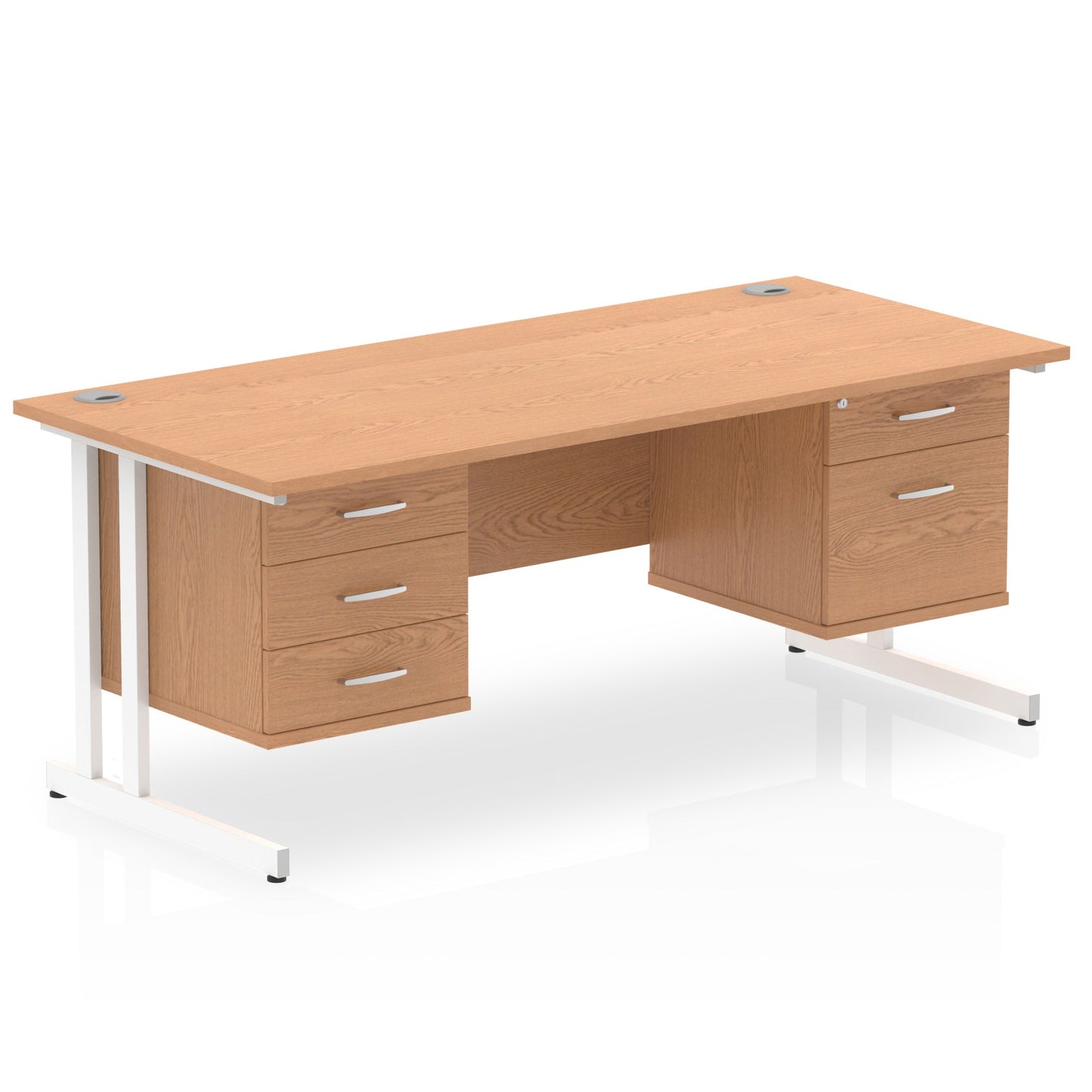 Impulse 1600mm Cantilever Straight Desk With Two Fixed Pedestal - Ergometric