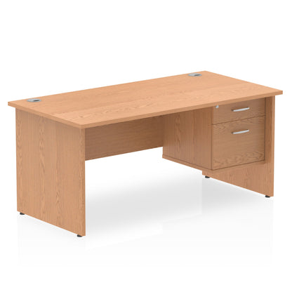 Impulse 1600mm Panel End Straight Desk With Single Fixed Pedestal - Ergometric