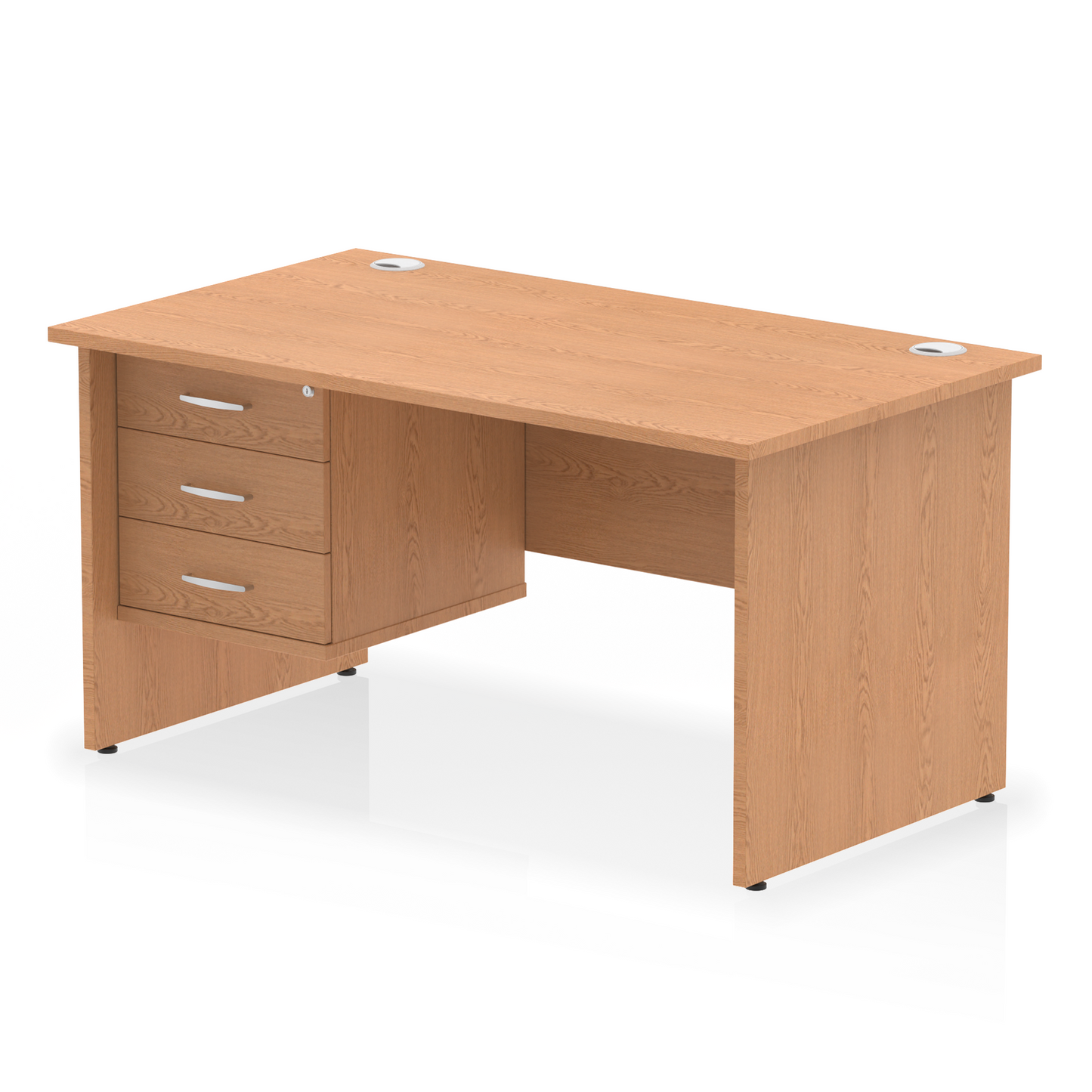 Impulse 1400mm Panel End Straight Desk With Single Fixed Pedestal - Ergometric