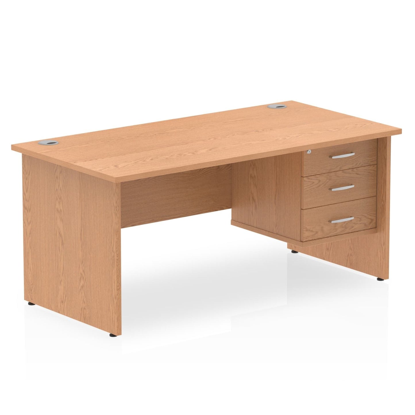 Impulse 1600mm Panel End Straight Desk With Single Fixed Pedestal - Ergometric