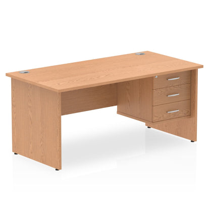 Impulse 1600mm Panel End Straight Desk With Single Fixed Pedestal - Ergometric