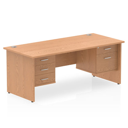 Impulse 1800mm Panel End Straight Desk With Two Fixed Pedestal - Ergometric