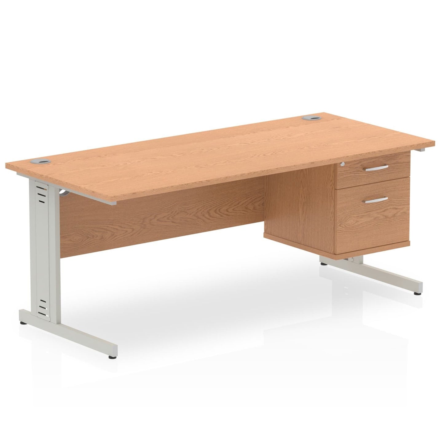 Impulse 1800mm Cable Managed Straight Desk With Single Fixed Pedestal - Ergometric