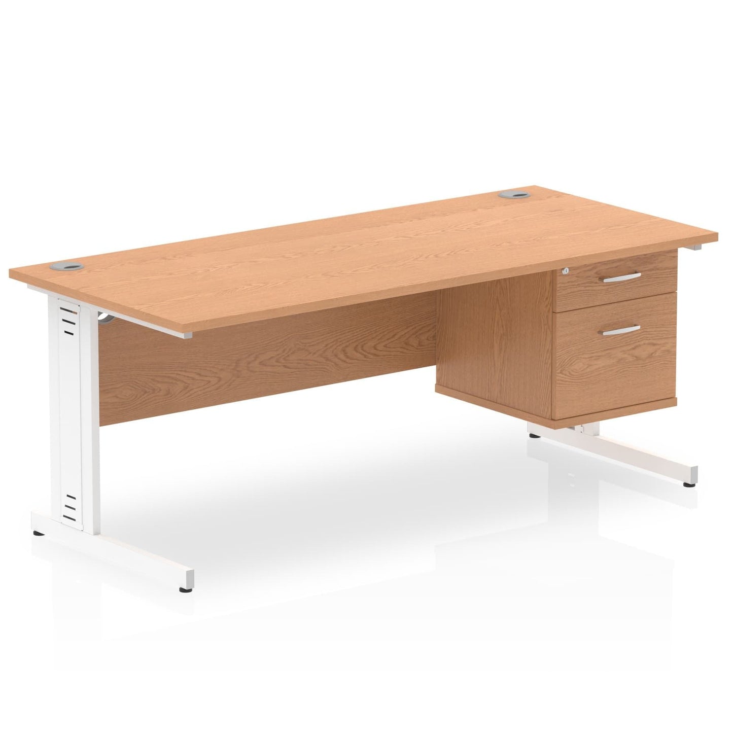 Impulse 1800mm Cable Managed Straight Desk With Single Fixed Pedestal - Ergometric