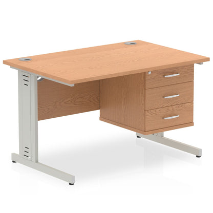 Impulse 1200mm Cable Managed Straight Desk With Single Fixed Pedestal - Ergometric