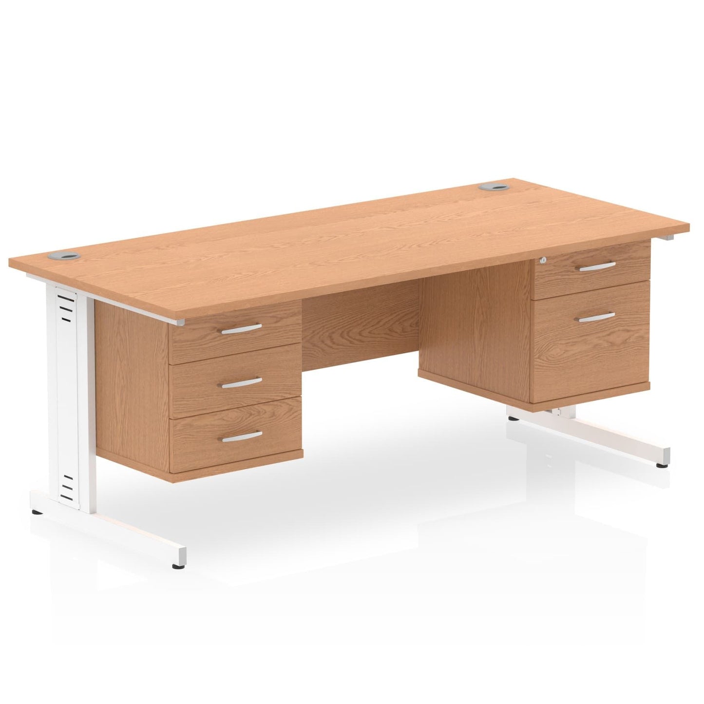 Impulse 1600mm Cable Managed Straight Desk With Two Fixed Pedestal - Ergometric