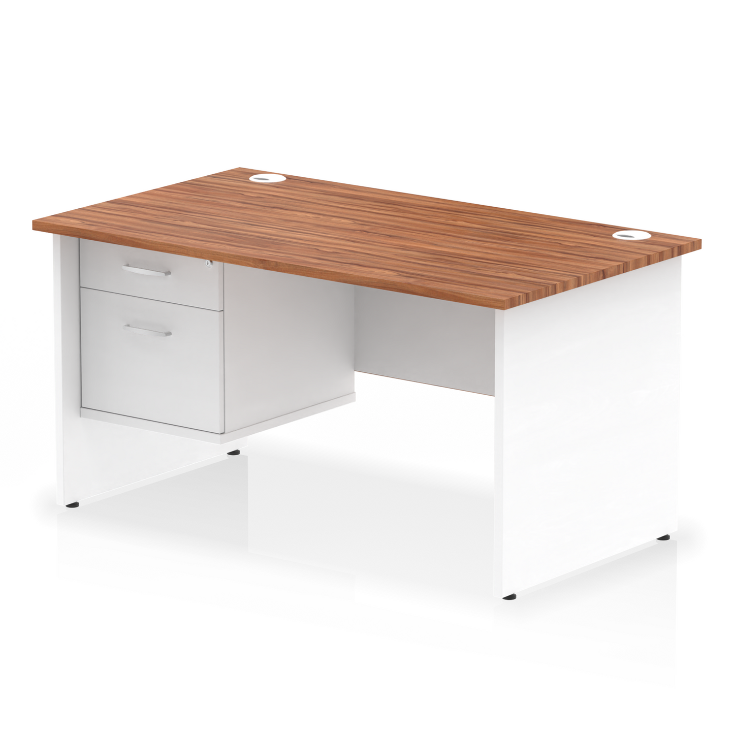 Impulse 1400mm Panel End Straight Desk With Single Fixed Pedestal - Ergometric