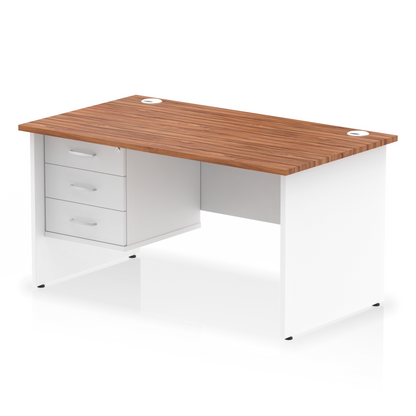 Impulse 1400mm Panel End Straight Desk With Single Fixed Pedestal - Ergometric